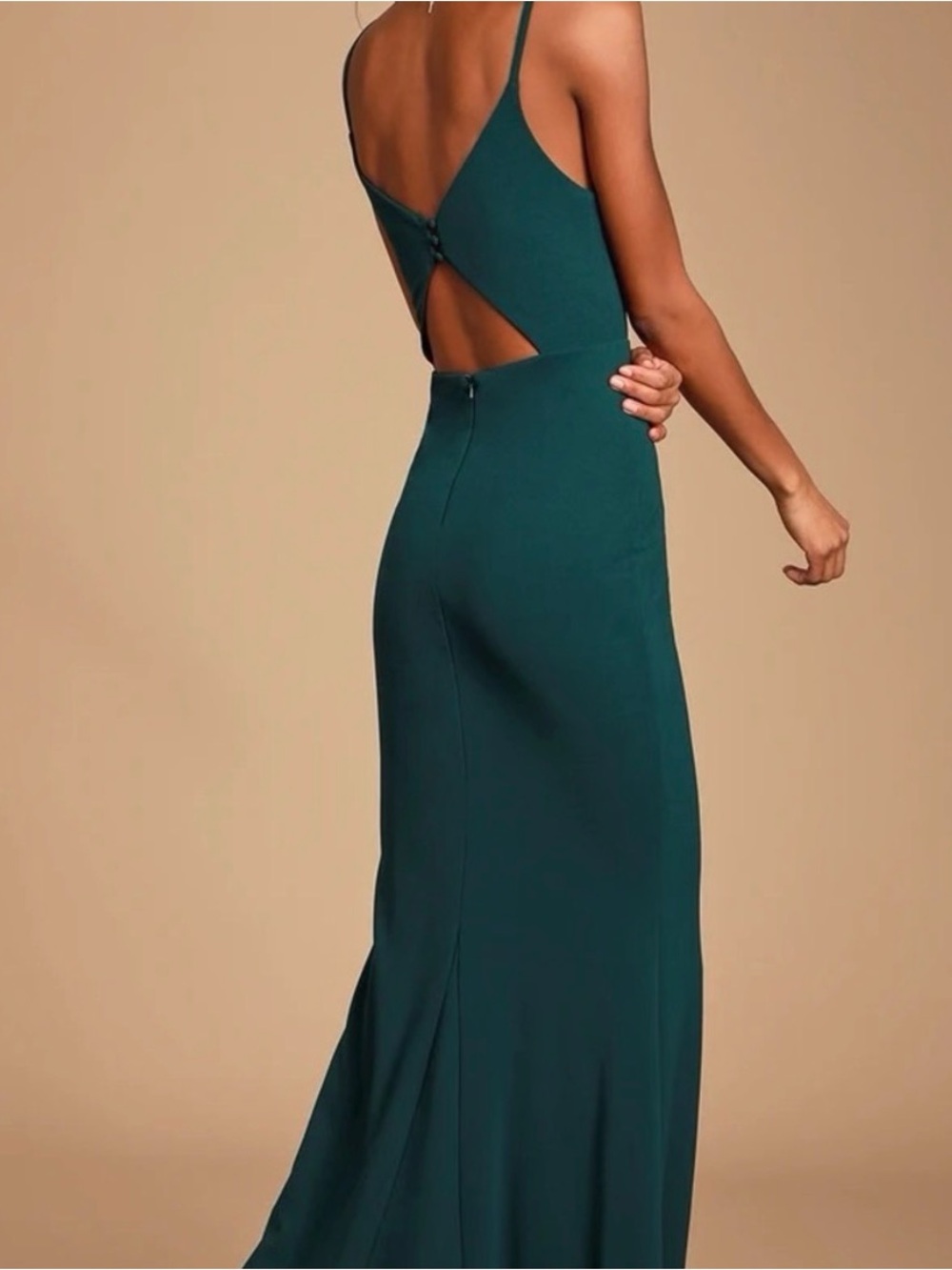 Lulu's Deep Teal Cutout-Back Maxi Dress